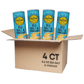 The Good Crisp Company lata frontal sal y vinagre mostrando diseño y facilidad de almacenamiento