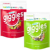 THE HAMPTON CANDY COMPANY frente del empaque Orangic Giggles mostrando diseño y tamaño