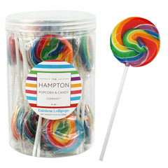 THE HAMPTON CANDY COMPANY paletas arcoíris frontal, atractivo visual para mesas