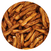 THE HAMPTON CANDY COMPANY paquete frontal de palitos trenzados mantequilla muestra el contenido y conveniencia