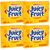 THE HAMPTON CANDY COMPANY paquete frontal Wrigley Juicy Fruit mostrando 4 packs prácticos