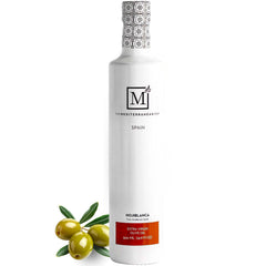 The Mediterranean Dish botella frontal mostrando etiqueta y origen Hojiblanca