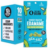 The Only Bean frente del paquete mostrando diseño y sabor sea salt, práctico para llevar
