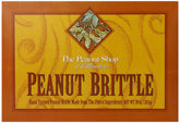 The Peanut Shop of Williamsburg caja frontal del brittle mostrando diseño y tamaño
