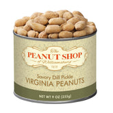 The Peanut Shop of Williamsburg lata frontal mostrando el diseño y tamaño, ideal para regalar