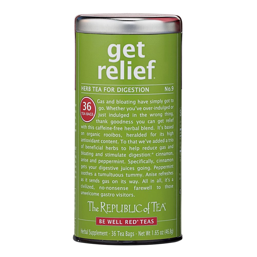 The Republic of Tea empaque frontal mostrando 36 bolsitas y beneficios digestivos