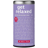 The Republic of Tea caja frontal Get Relaxed mostrando diseño y 36 bolsitas, conveniencia