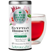 The Republic of Tea caja frontal del hibisco con información y beneficio de origen