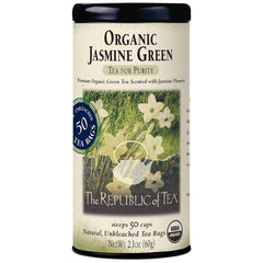 The Republic of Tea empaque frontal del té verde jazmín, atractivo y orgánico