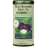 The Republic of Tea empaque frontal con 50 bolsitas y sabor frambuesa negra, práctico