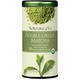 The Republic of Tea caja frontal mostrando 50 bolsitas y beneficios de conveniencia