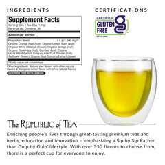 The Republic of Tea primer plano del polvo de spirulina y kiwi que aporta color y nutrición