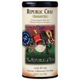 The Republic of Tea empaque frontal mostrando 50 bolsitas y beneficio conveniencia