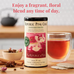 The Republic of Tea pétalos de rosa y especias mostrando aroma natural