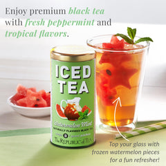 The Republic of Tea vertido en vaso con hielo enfatizando frescura inmediata