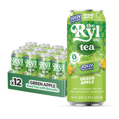 The Ryl Co lata frente mostrando diseño Jolly Rancher Green Apple y beneficio refrescante
