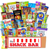 The Snack Bar caja frontal abierta con 52 snacks variados mostrando variedad y conveniencia