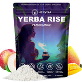 THEANECHO envase frontal Yerba Rise durazno mango mostrando porciones