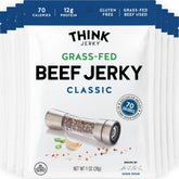 Think Jerky paquete frontal mostrando el diseño y conveniencia