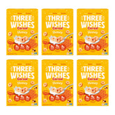 Three Wishes frente del empaque mostrando sabor miel y beneficios