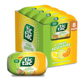 Tic Tac envase frontal mostrando marca y diseño cítrico, conveniencia inmediata