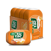 Tic Tac empaque frontal mostrando color naranja y practicidad para llevar