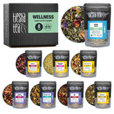 Tiesta Tea presentación del set mostrando ocho pouches y variedad, ideal para probar sabores