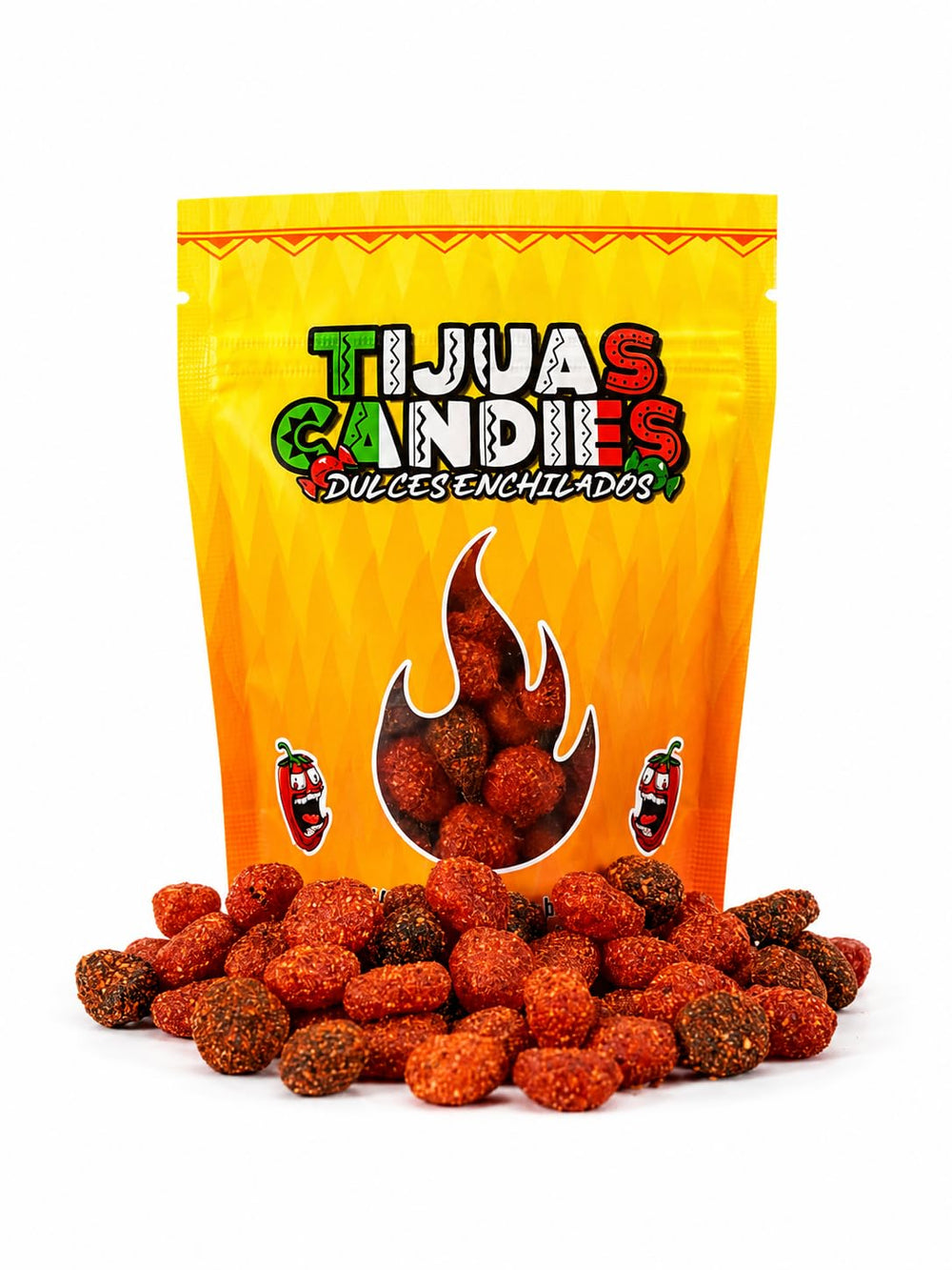 Tijuas Candies empaque frontal mostrando el diseño y atractiva presentación