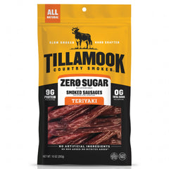 Tillamook Country Smoker bolsa frontal mostrando palitos y conveniencia