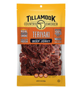 Tillamook Country Smoker empaque frontal mostrando teriyaki y 10 oz, conveniencia