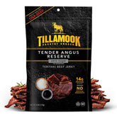 Tillamook Country Smoker frente del empaque Teriyaki mostrando sello y tamaño, conveniencia