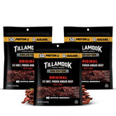 Tillamook Country Smoker frontal del empaque mostrando pack de tres y marca