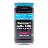 Tillen Farms frasco frontal mostrando cerezas en bourbon, listo para cócteles