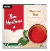 Tim Hortons caja frontal mostrando 30 cápsulas y conveniencia para preparar té
