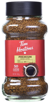 Tim Hortons frasco 300g al frente mostrando etiqueta y tamaño conveniente