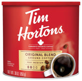 Tim Hortons lata frontal mostrando la marca y beneficio de conservación