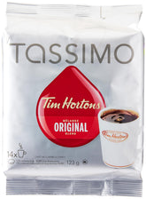 Tim Hortons paquete frontal mostrando 14 T-Discs y conveniencia inmediata