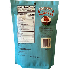 Trader Joe's primer plano de almendras con cobertura de coco resaltando su textura crujiente