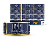 Tonnino lata frontal mostrando etiqueta y tamaño, conveniente para despensa