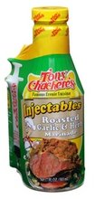Tony Chacheres botella frente muestra sabor ajo y hierbas listos para marinar