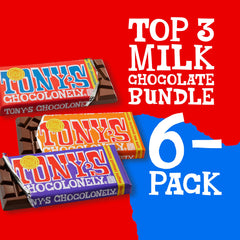 Tony's Chocolonely barra milk caramel sea salt con vetas de caramelo cremoso