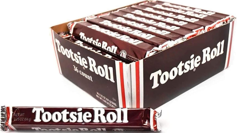 Tootsie Roll paquete frontal mostrando las 36 barras, ideal para eventos