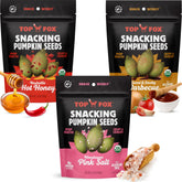 TOP FOX pack frontal mostrando sabores y diseño, ideal para elegir snack saludable