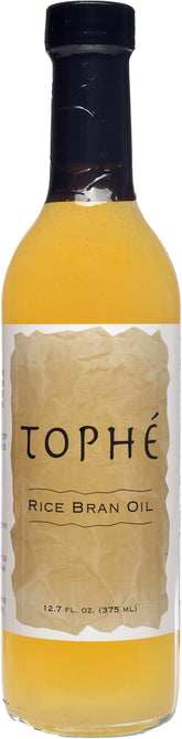 Tophé botella frontal de 375 ml mostrando aceite natural y envase de vidrio