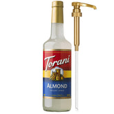 Botella Torani Almond Orgeat frontal mostrando etiqueta clara y 750 ml