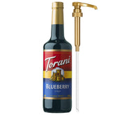 Torani arándano botella frontal que muestra presentación y volumen