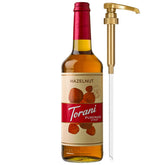 Torani botella frontal Avellana mostrando etiqueta clara y tamaño