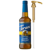 Torani botella frontal Classic Hazelnut con etiqueta clara y uso práctico