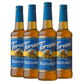 Torani avellana pack frontal mostrando cuatro botellas, conveniencia y ahorro