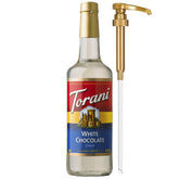 Torani botella frente con sirope de chocolate blanco y presentación profesional